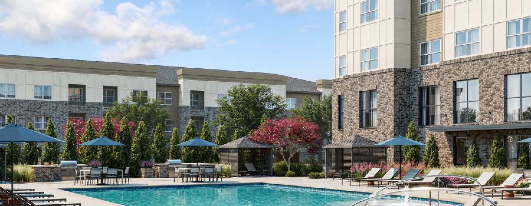 a swimming pool in a courtyard